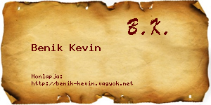 Benik Kevin névjegykártya